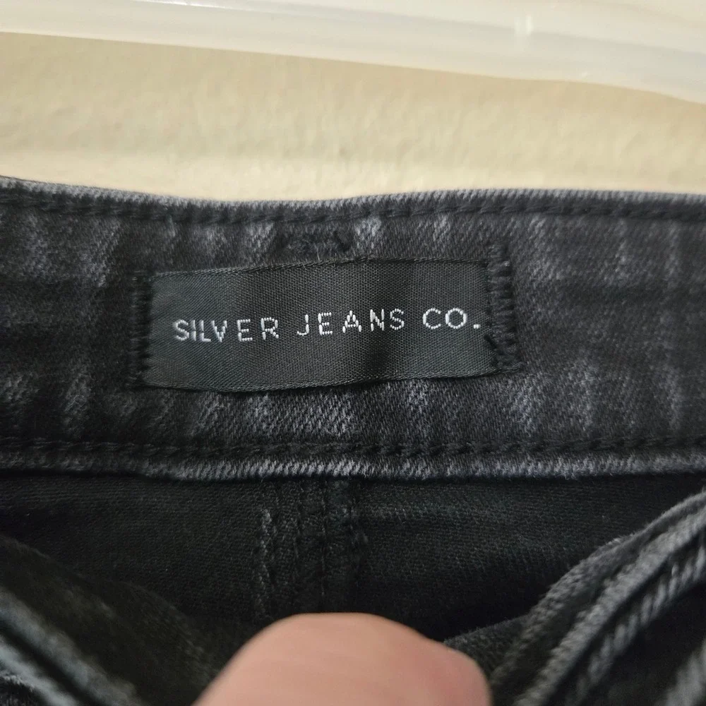 Silver Jeans Co High Note Skinny Black Raw Hem Jeans W30 L29